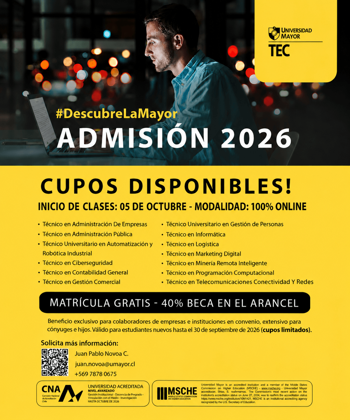 TEC MAYOR ADMISION SEPTIEMBRE 2026